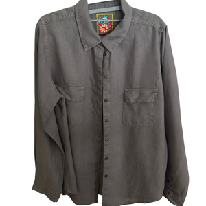 Johnny Was 100% Cotton Gray Button Down Shirt